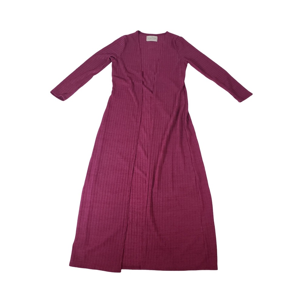 Snug Vibes Womens Ribbed Duster Cardigan Purple Long Sleeve Open Front Size M